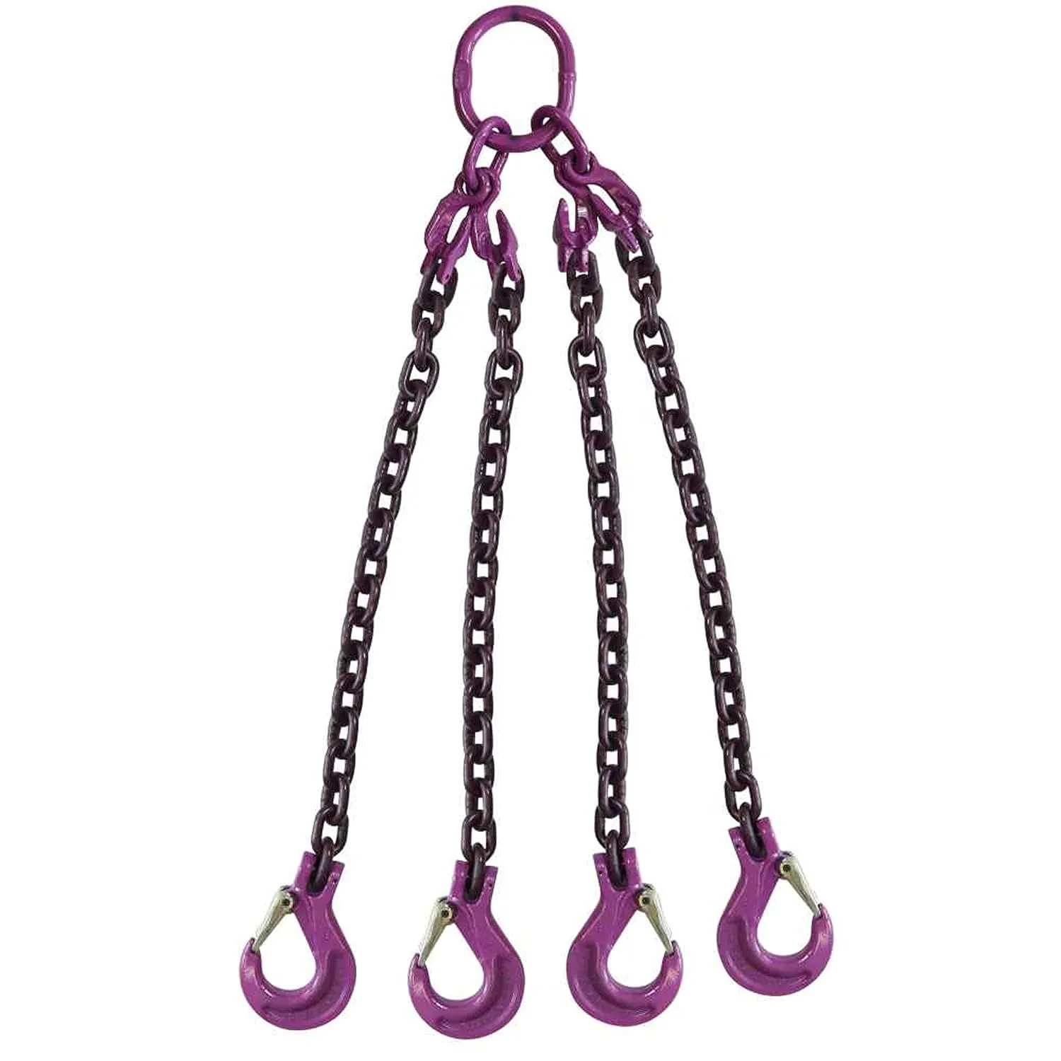 US Cargo Control 3/8 Inch x 10 Foot Adjustable 4-Leg Chain Sling with Sling Hook, Grade 100 Alloy Steel, Overhead Lifting Sling for Large and Heavy Cargo, Chain Slings for Lifting Jobs