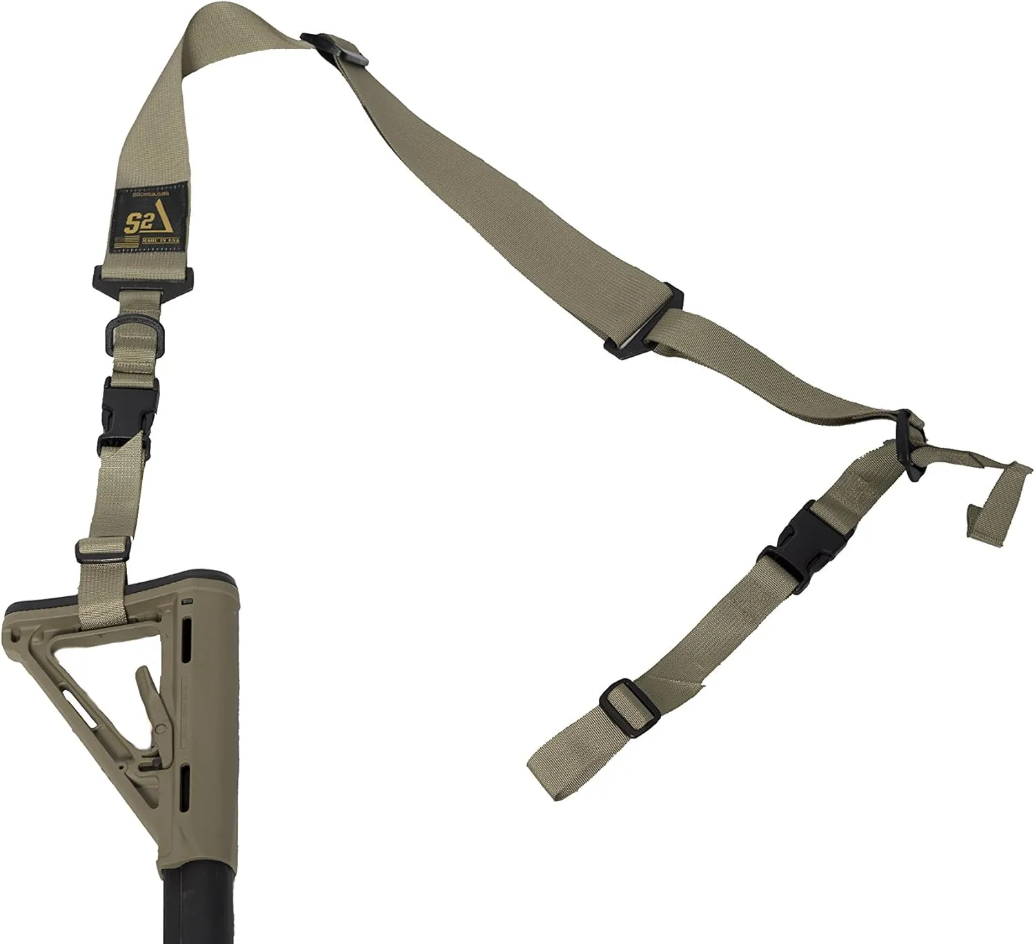 USA Made Premium 2 Point Rifle Sling, Fast Adjustment, Modular Attachment Connections, Comfortable 2” Wide Shoulder Strap