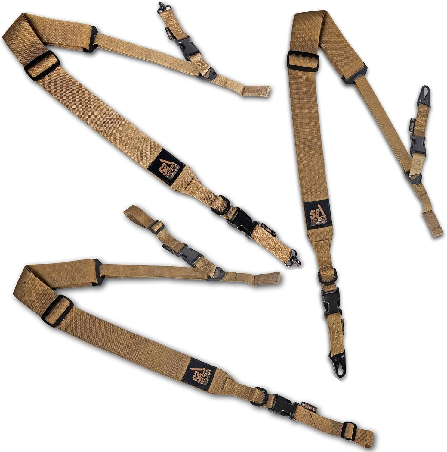 USA Made Premium 2 Point Rifle Sling, Fast Adjustment, Modular Attachment Connections, Comfortable 2” Wide Shoulder Strap