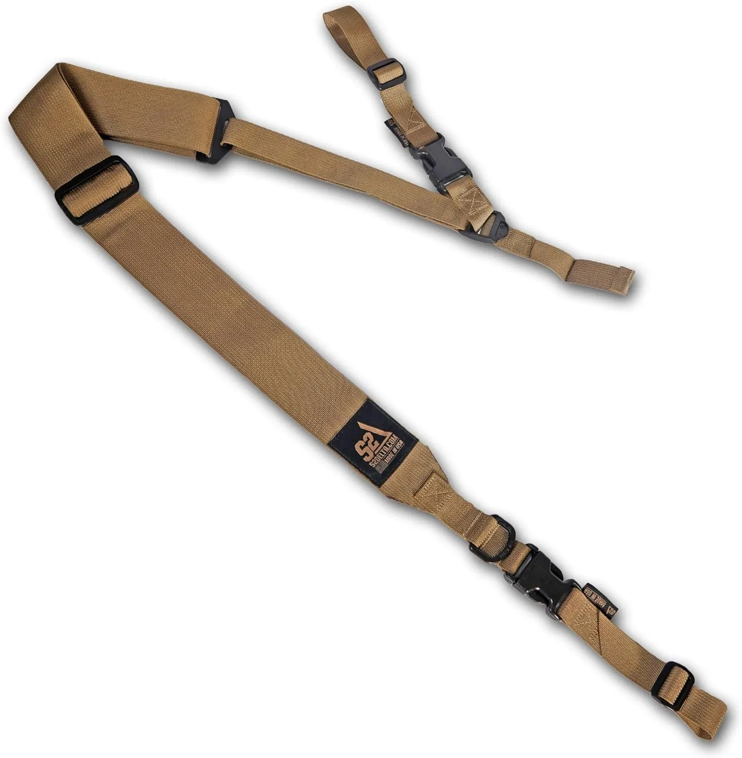 USA Made Premium 2 Point Rifle Sling, Fast Adjustment, Modular Attachment Connections, Comfortable 2” Wide Shoulder Strap