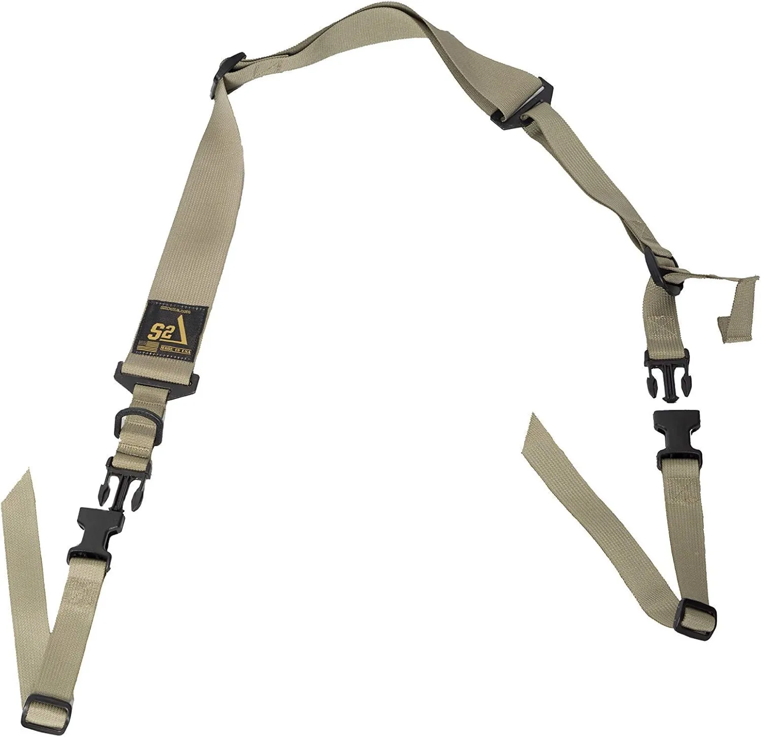 USA Made Premium 2 Point Rifle Sling, Fast Adjustment, Modular Attachment Connections, Comfortable 2” Wide Shoulder Strap