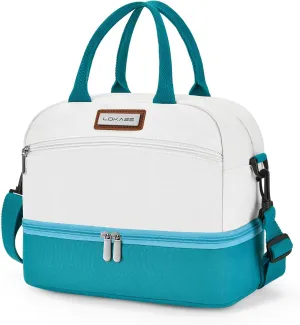 UTOTEBAG Lunch Box for Women, Canvas Lunch Box Lunch Bag for Women Men Insulated Reusable Lunch Bag for Adult with Adjustable Shoulder Strap for Teacher Nurse Work/Office/Beach/Picnic - Blue
