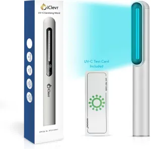 UV-C Light Sanitizer Wand - Powerful 253nm UV Light Rechargeable Handheld Ultraviolet Portable for Home, Office, Travel - Total Transparency UVC Test Card Included