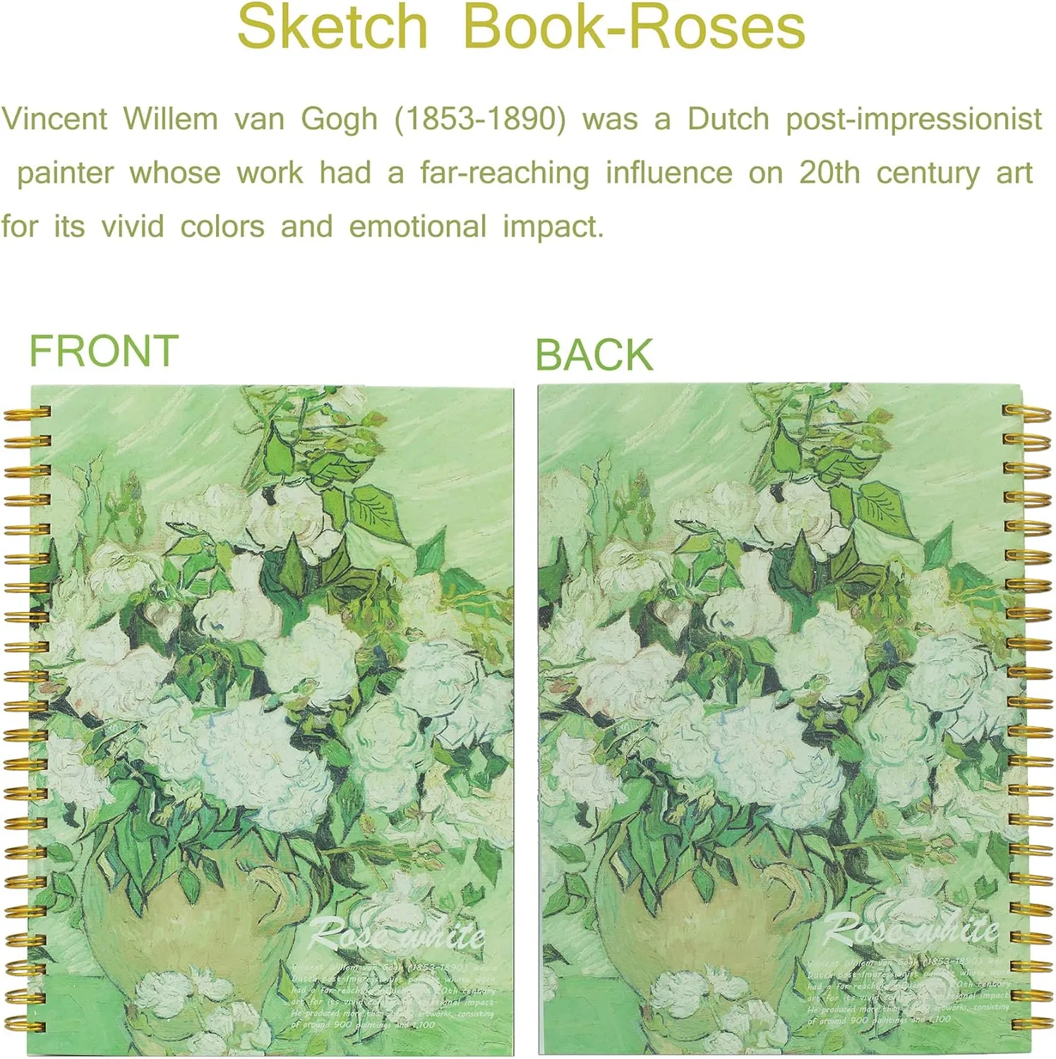 Van Gogh Mixed Media A4 Sketch Book, Spiral Bound Sketch Pad, 1 Pack 60Sheets (98lb/160gsm), Acid Free Art Sketchbook Sketching Drawing Painting Thick Paper for Kids Adults Beginners Artists