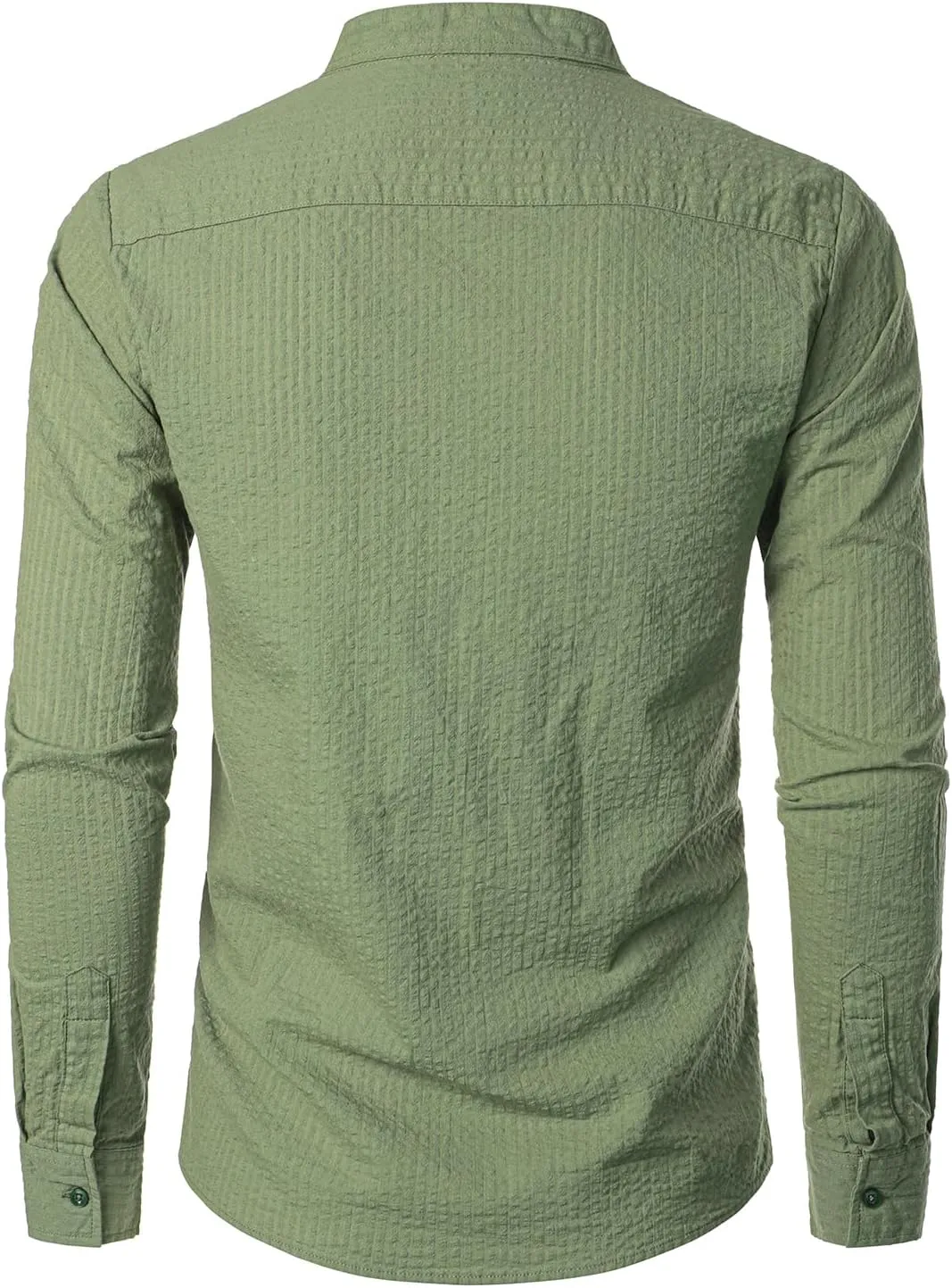 VATPAVE Men's Cotton Banded Collar Shirt Casual Button Down Long Sleeve Dress Shirts with Pocket