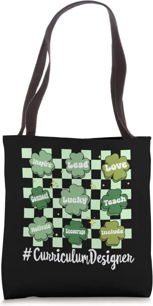 Vintage Curriculum Designer St Patrick Day Clover Tote Bag