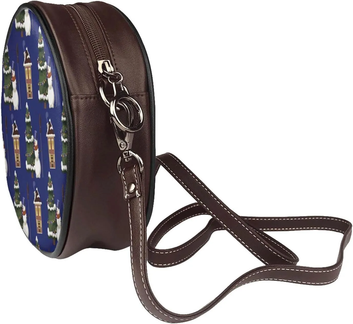 Vintage PU Leather Crossbody Purse Satchel, Small Cute Crossbody Round Bags for Women Sling Shoulder Bag