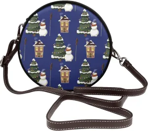 Vintage PU Leather Crossbody Purse Satchel, Small Cute Crossbody Round Bags for Women Sling Shoulder Bag