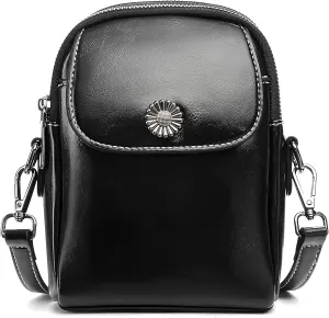 Vintage Small Crossbody Bags for Women Trendy, Leather Triple Compartment Phone Wallet Purse with Adjustable Strap