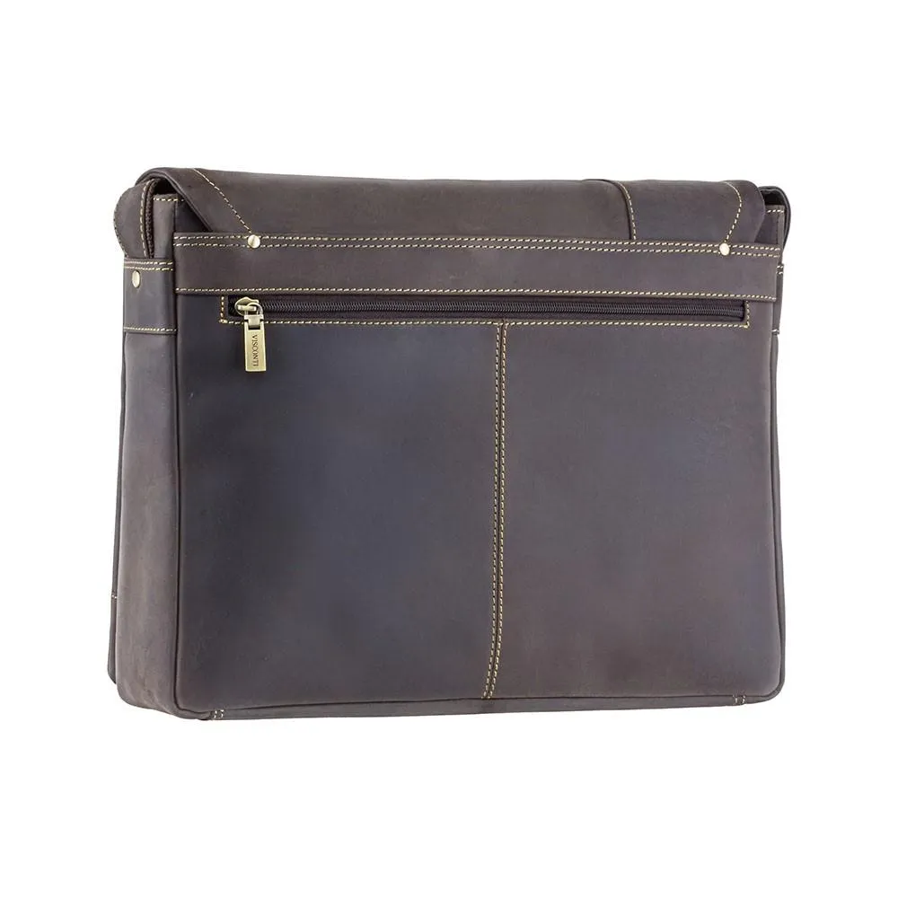 Visconti Foster Large 15.6" Leather Laptop Messenger Bag - Dark Brown