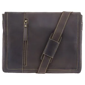 Visconti Foster Large 15.6" Leather Laptop Messenger Bag - Dark Brown