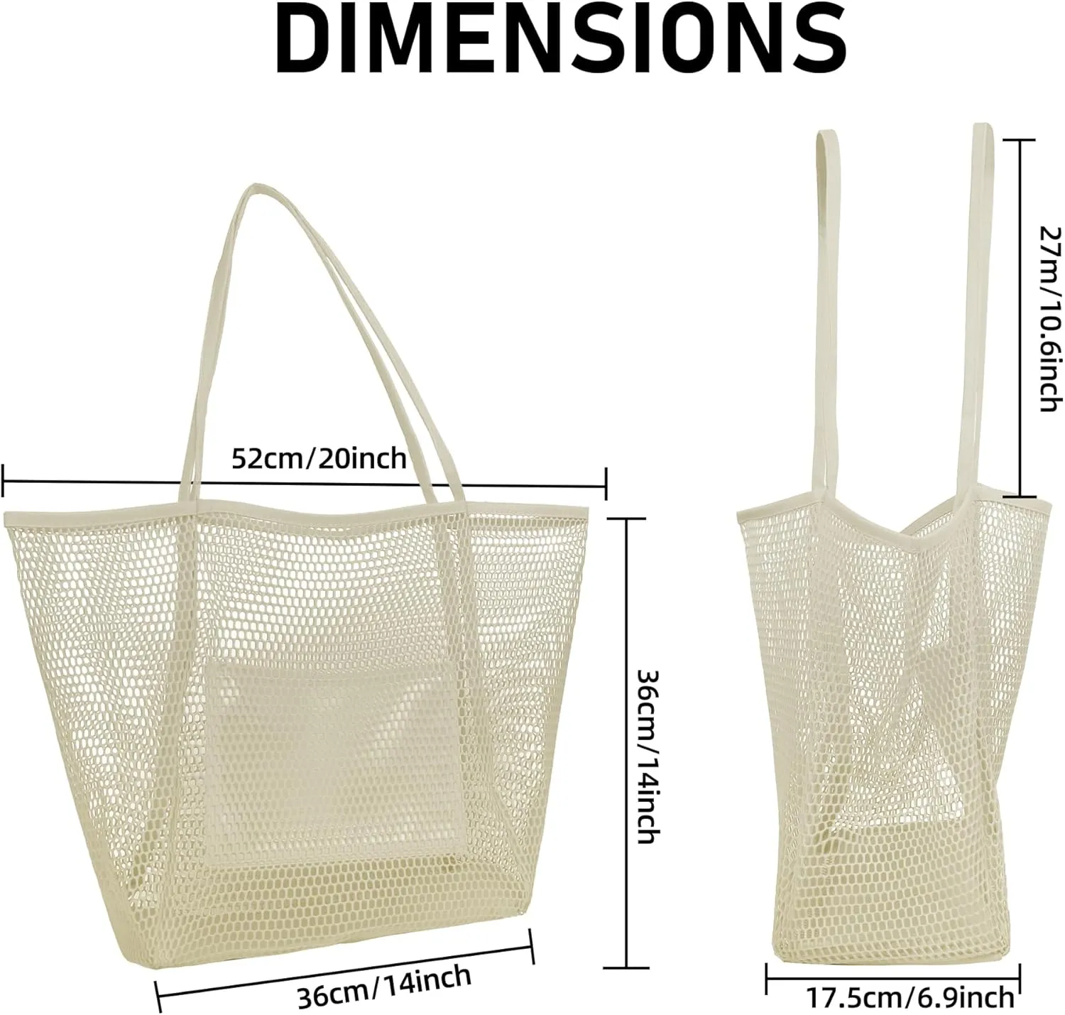 VKIOIP Women Mesh Tote Beach Bag,Shoulder Bag for Vacation，Picnic