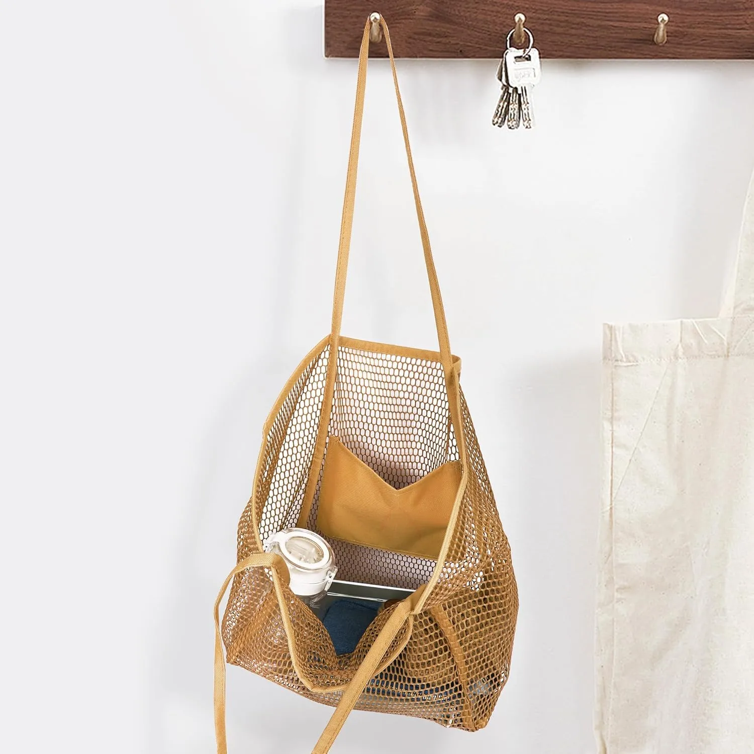 VKIOIP Women Mesh Tote Beach Bag,Shoulder Bag for Vacation，Picnic