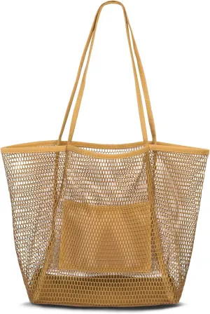 VKIOIP Women Mesh Tote Beach Bag,Shoulder Bag for Vacation，Picnic