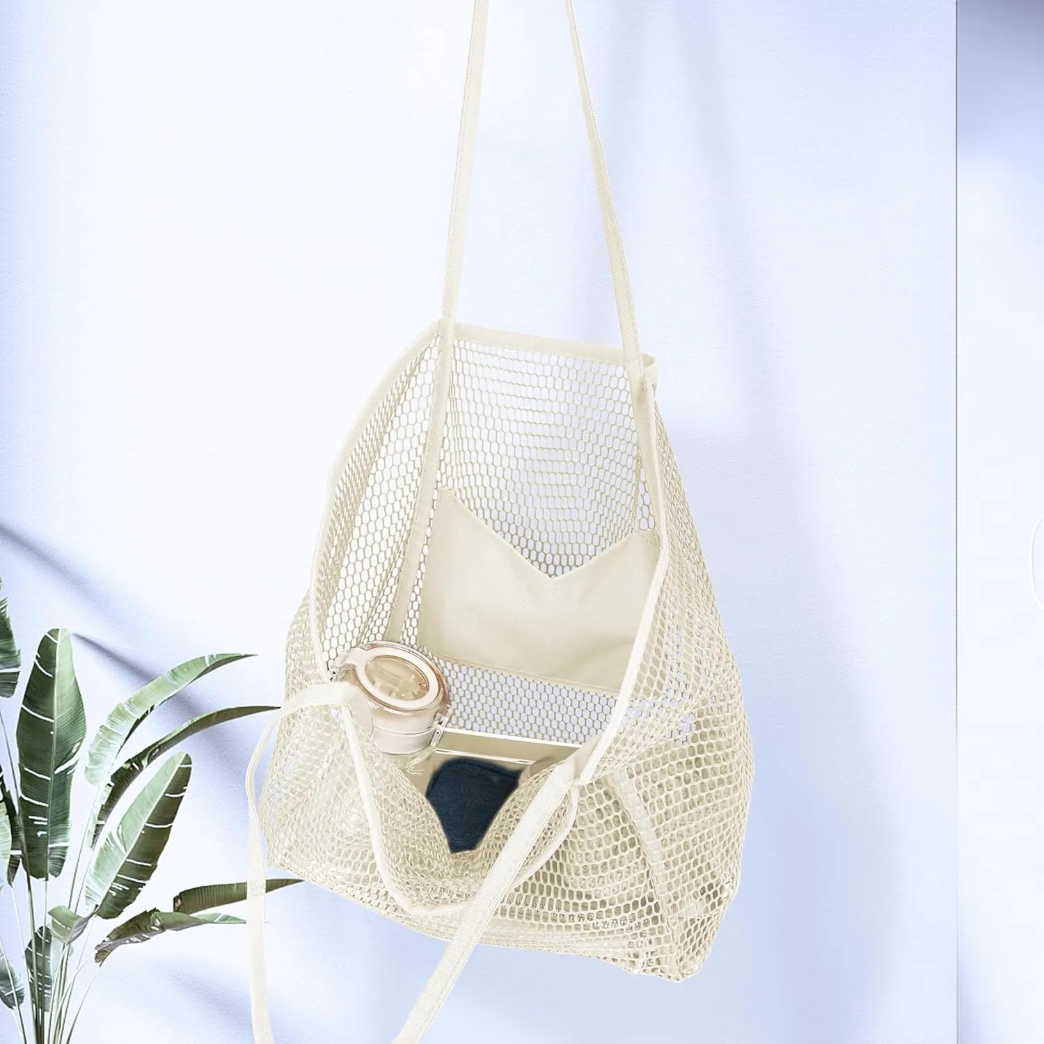 VKIOIP Women Mesh Tote Beach Bag,Shoulder Bag for Vacation，Picnic