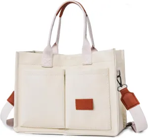 VODIU Canvas Tote Bag for Women,Laptop Bag Work Tote Bag Women Crossbody Purse Handbag Shoulder Travel Messenger Gym Tote