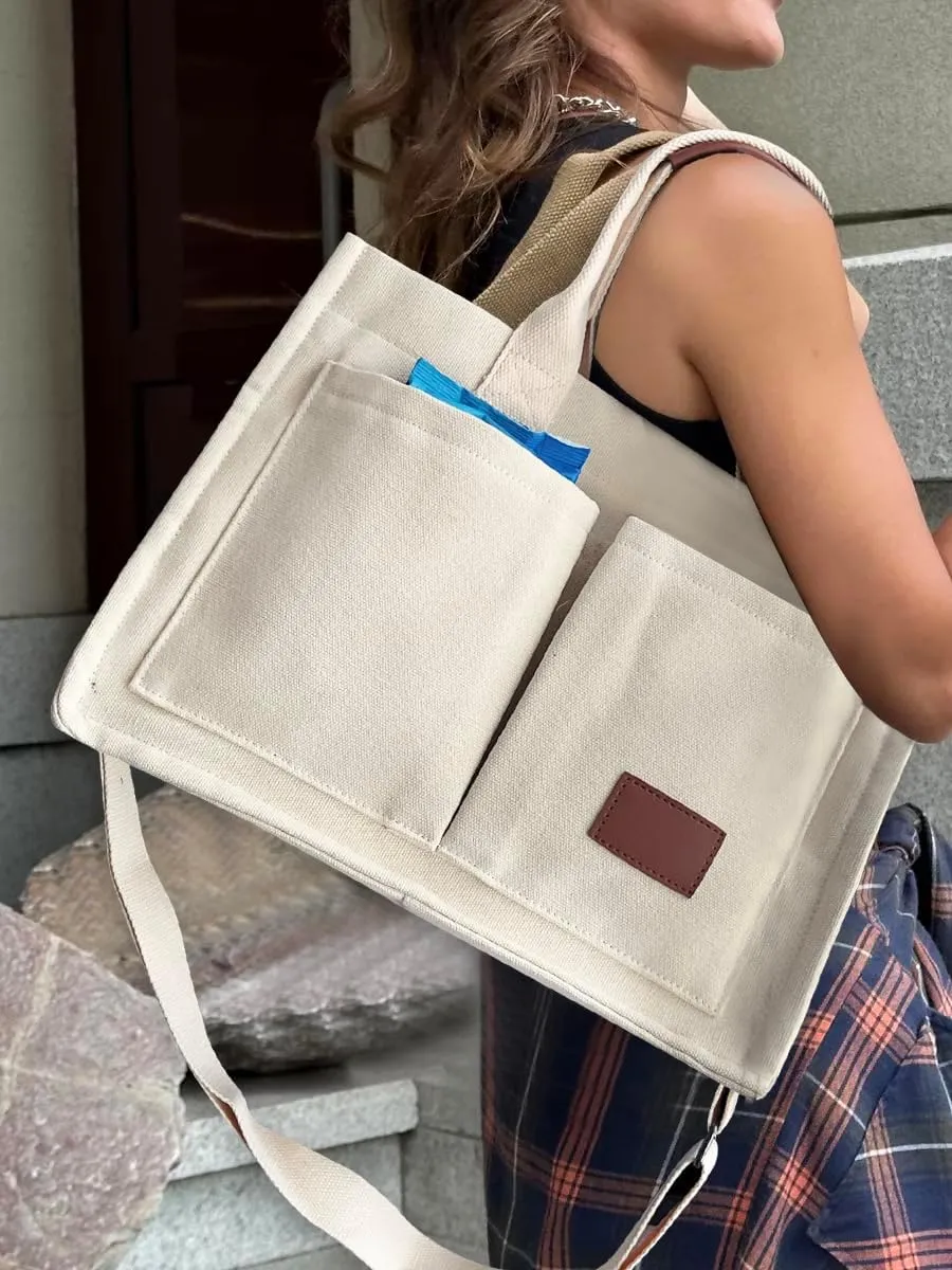 VODIU Canvas Tote Bag for Women,Laptop Bag Work Tote Bag Women Crossbody Purse Handbag Shoulder Travel Messenger Gym Tote