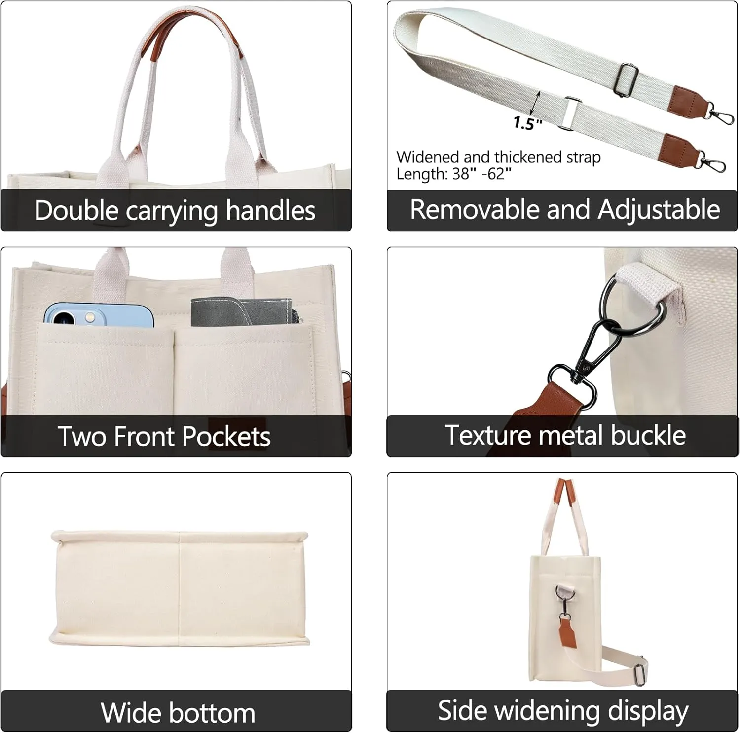VODIU Canvas Tote Bag for Women,Laptop Bag Work Tote Bag Women Crossbody Purse Handbag Shoulder Travel Messenger Gym Tote