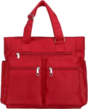 VOLGANIK ROCK Canvas Tote Bag Waterproof Nylon Multi Pocket Shoulder Bags Laptop Work Bag Teacher Purse Handbag for Women Men