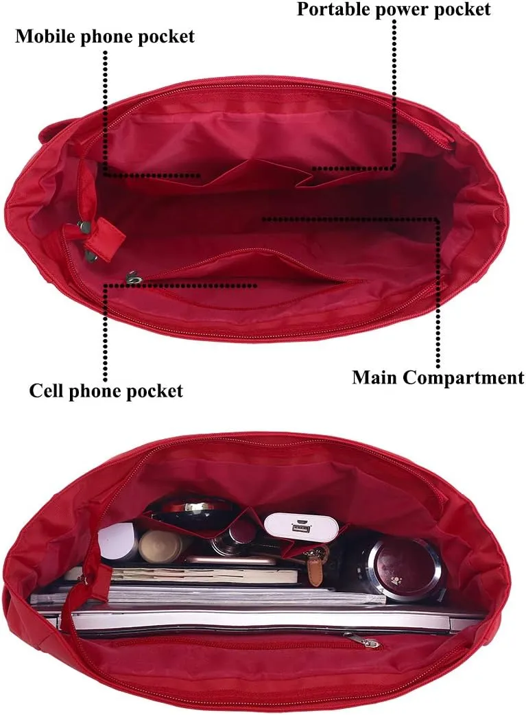 VOLGANIK ROCK Canvas Tote Bag Waterproof Nylon Multi Pocket Shoulder Bags Laptop Work Bag Teacher Purse Handbag for Women Men