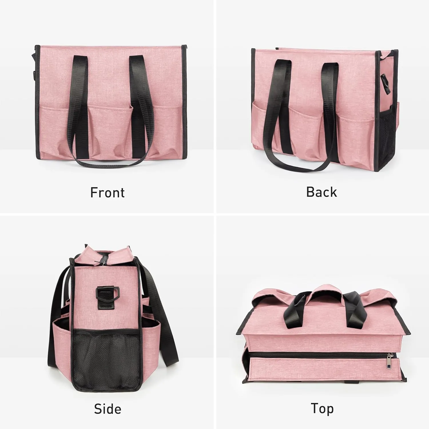 VOLGANIK ROCK Tote Bag with Compartments, Large Multi Pockets Tote Bag for Women & Men Work Tote Bags with Zipper