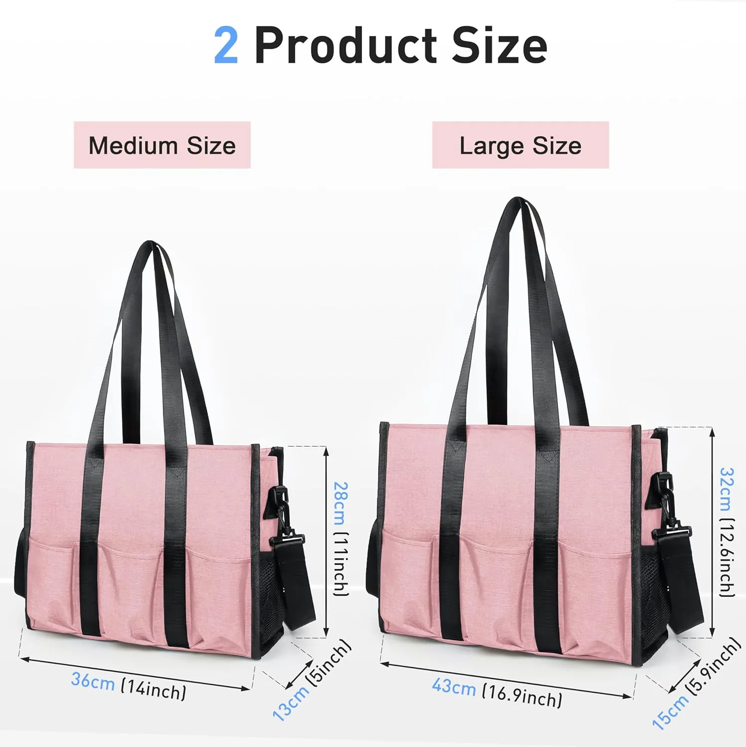 VOLGANIK ROCK Tote Bag with Compartments, Large Multi Pockets Tote Bag for Women & Men Work Tote Bags with Zipper