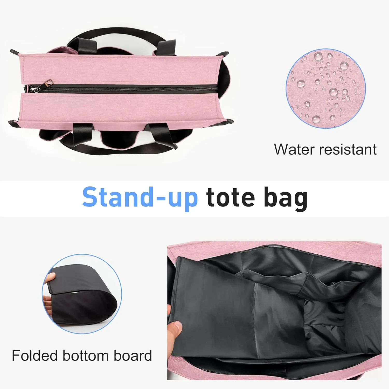 VOLGANIK ROCK Tote Bag with Compartments, Large Multi Pockets Tote Bag for Women & Men Work Tote Bags with Zipper