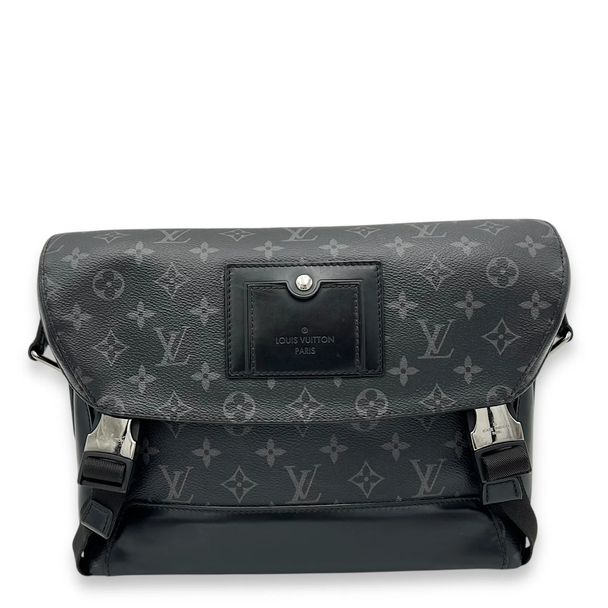 Voyager Messenger MM Black in Canvas, Silver hardware