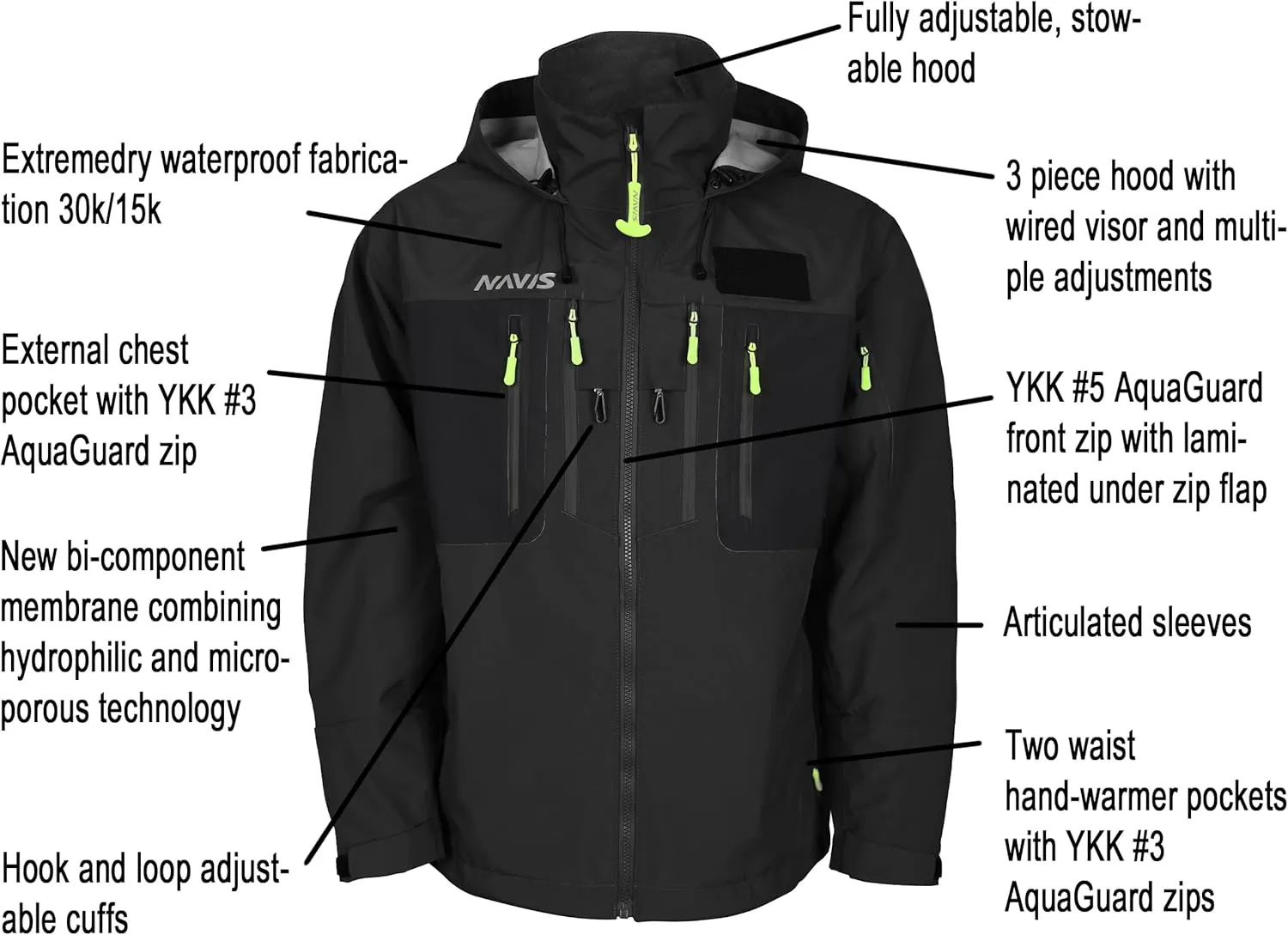 Wading Jacket-PRO Waterproof Waders Breathable 3-Layer Hard Shell for Fishing