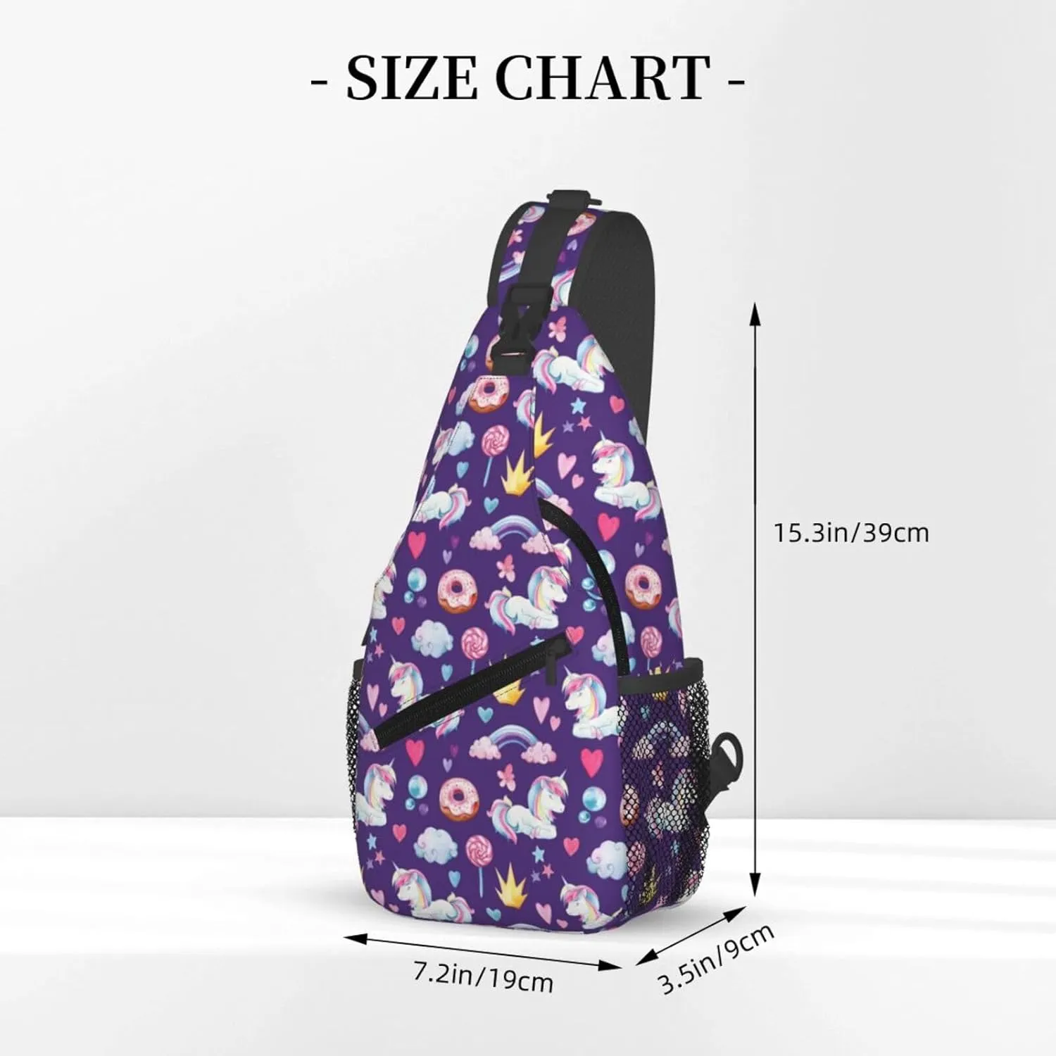 Watercolor Unicorns Rainbow Donut Chest Sling Bag Crossbody Shoulder Backpack Bag Gym Cycling Travel Hiking Daypack Cross Bag