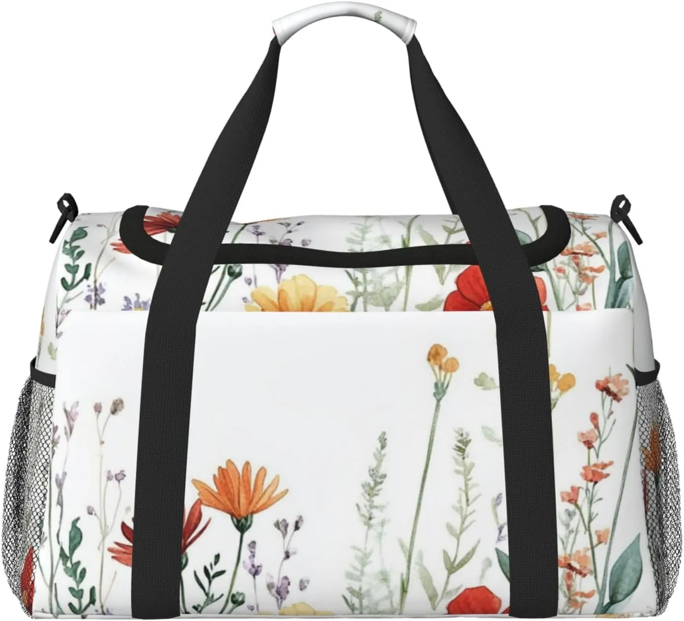 Watercolor Wild Flower Travel Duffel Bag Tote Bag Sports Gym Bag For Women And Men