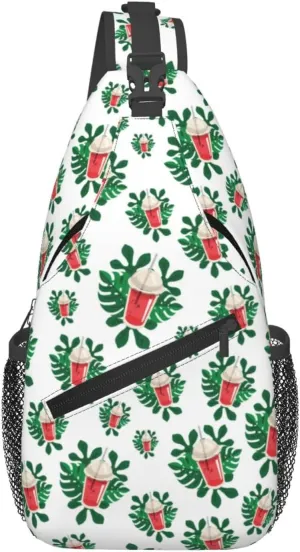 Watermelon Watermelon Leaves Watermelon Juice Crossbody Bag Adjustable Sling Bag Casual Chest Bags Travel Shoulder Backpack