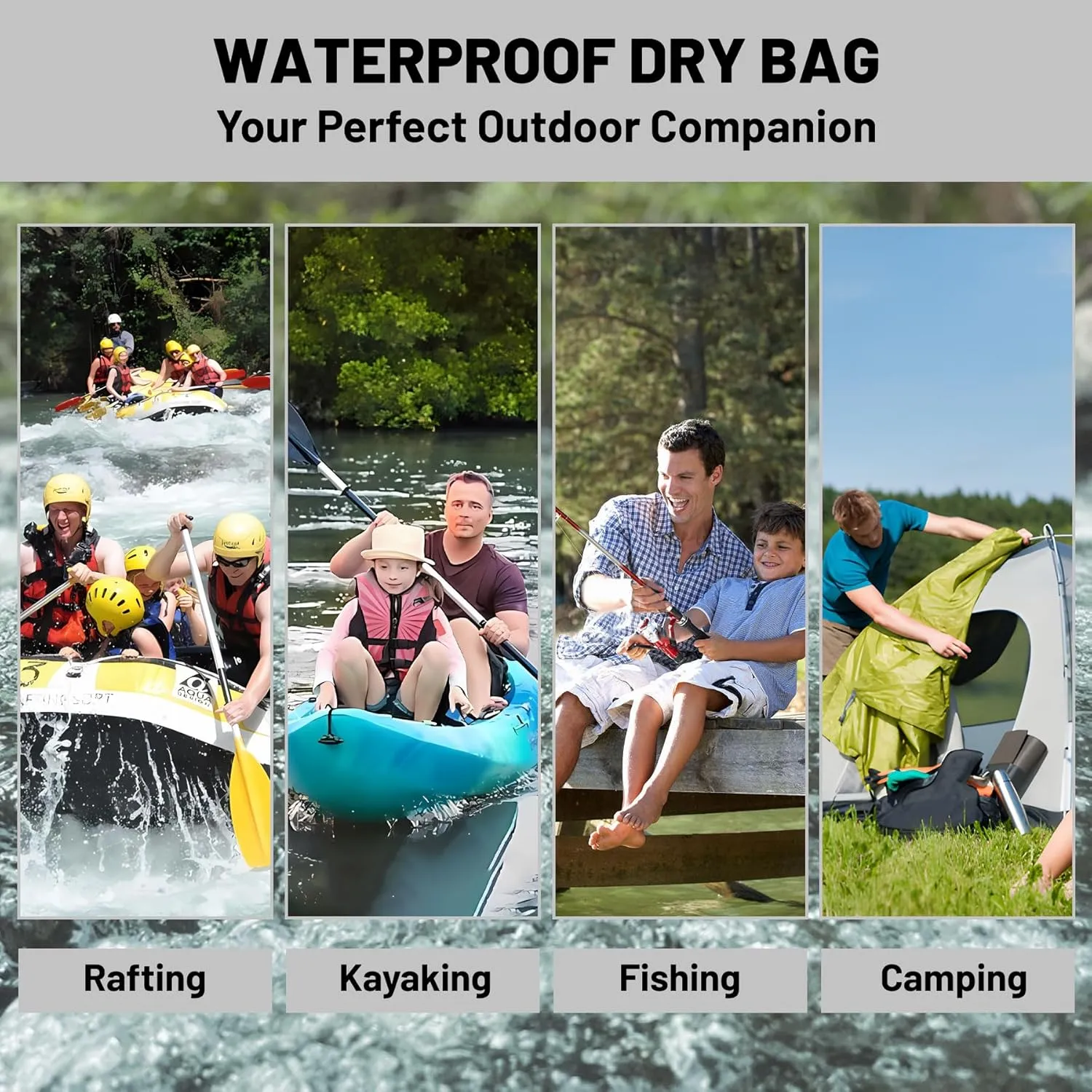 Waterproof Dry Bag,Roll Top Nautical Coastal Ocean Beach Seashell Starfish Waterproof Backpack 5L/10L/20L Floating Lightweight Bags for Kayaking, Boating, Swimming Camping with Waterproof Phone Case
