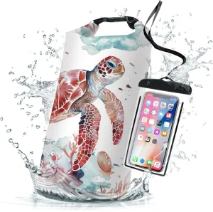 Waterproof Dry Bag,Sea Turtle Jellyfish Coral Red Small Waterproof Backpack 2L/5L/10L/20L/30L/40L Floating Lightweight Bags for Kayaking, Boating, Fishing, Swimming Camping