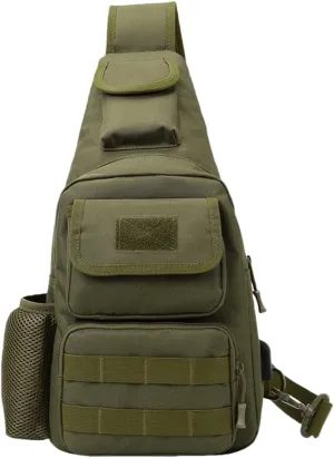 Waterproof Fly Fishing Sling Pack, Waterproof Fishing Tackle Bag Backpack Oxford Cloth Chest Shoulder (Green)