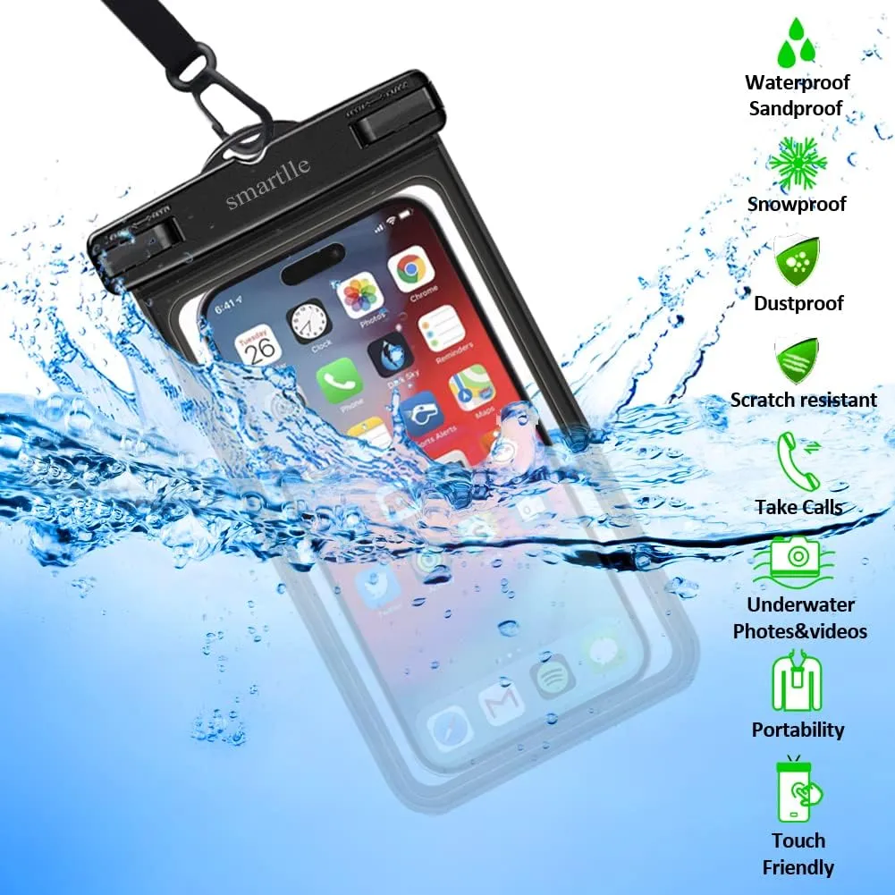 Waterproof Phone Pouch Case w/Lanyard, Cell Phone Dry Bag for iPhone 15 14 13 12 Pro Max XS Plus XR, for Galaxy S24 S22, IPX8 Waterproof Phone Holder for Vacation Pool Beach Swimming -4 Pack