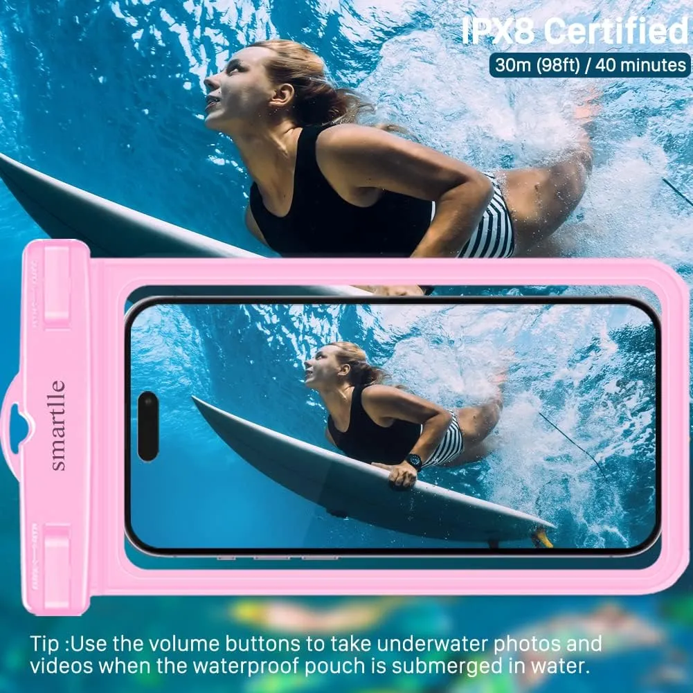 Waterproof Phone Pouch Case w/Lanyard, Cell Phone Dry Bag for iPhone 15 14 13 12 Pro Max XS Plus XR, for Galaxy S24 S22, IPX8 Waterproof Phone Holder for Vacation Pool Beach Swimming -4 Pack