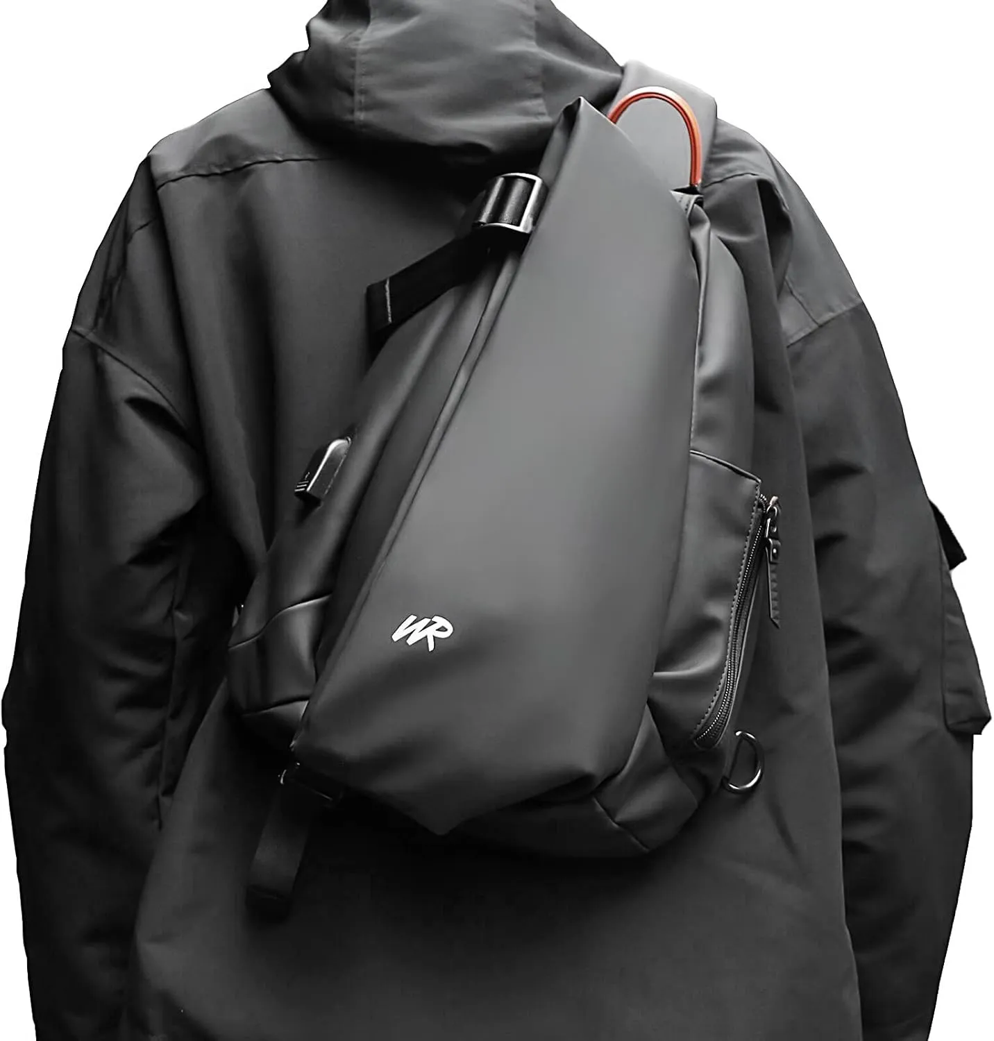 Waterproof Sling Bag for Men,Sling Backpack with USB Charger Crossbody one strap backpack Anti-Theft,Causal