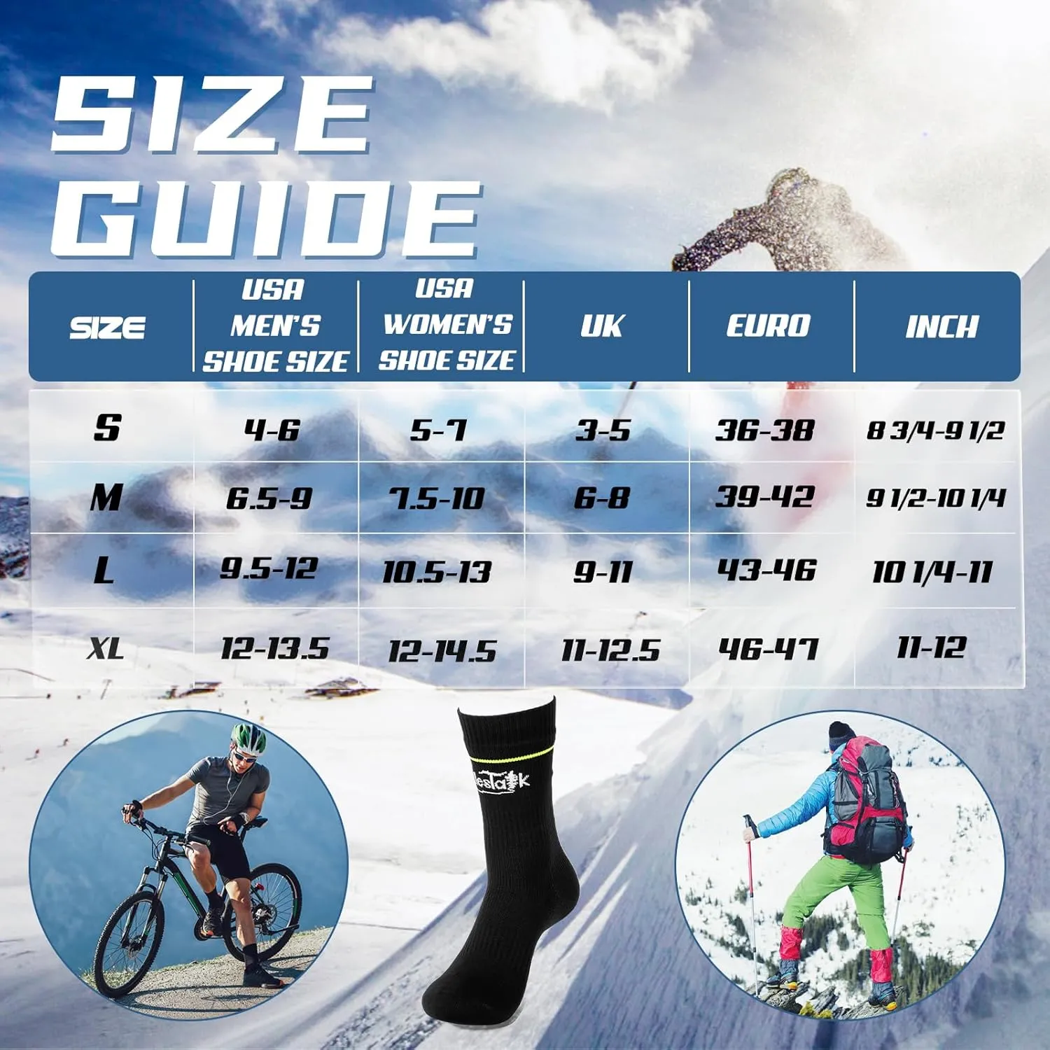 Waterproof Socks, Perfect for Sports Climbing Skiing Kayaking Fishing Hiking