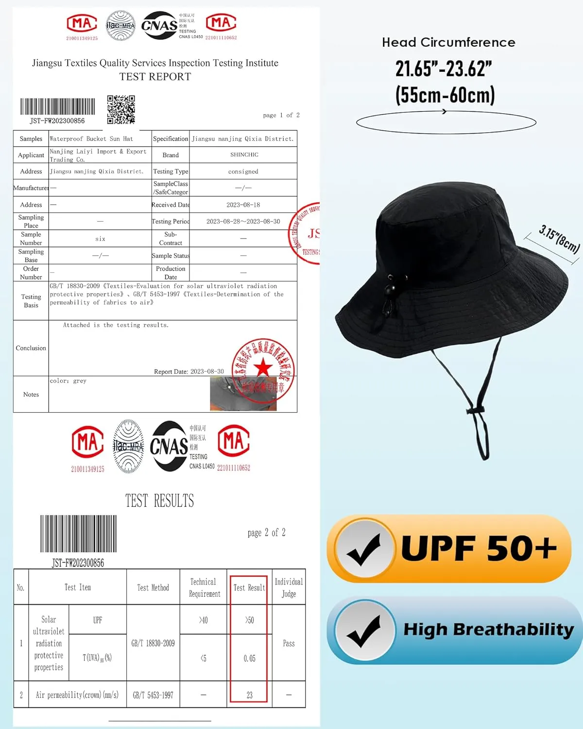 Waterproof Sun UPF 50  Bucket Hat UV Protection Packable Brimmed Boonie for Women Men Summer Lightweight Hiking Outdoor Cap