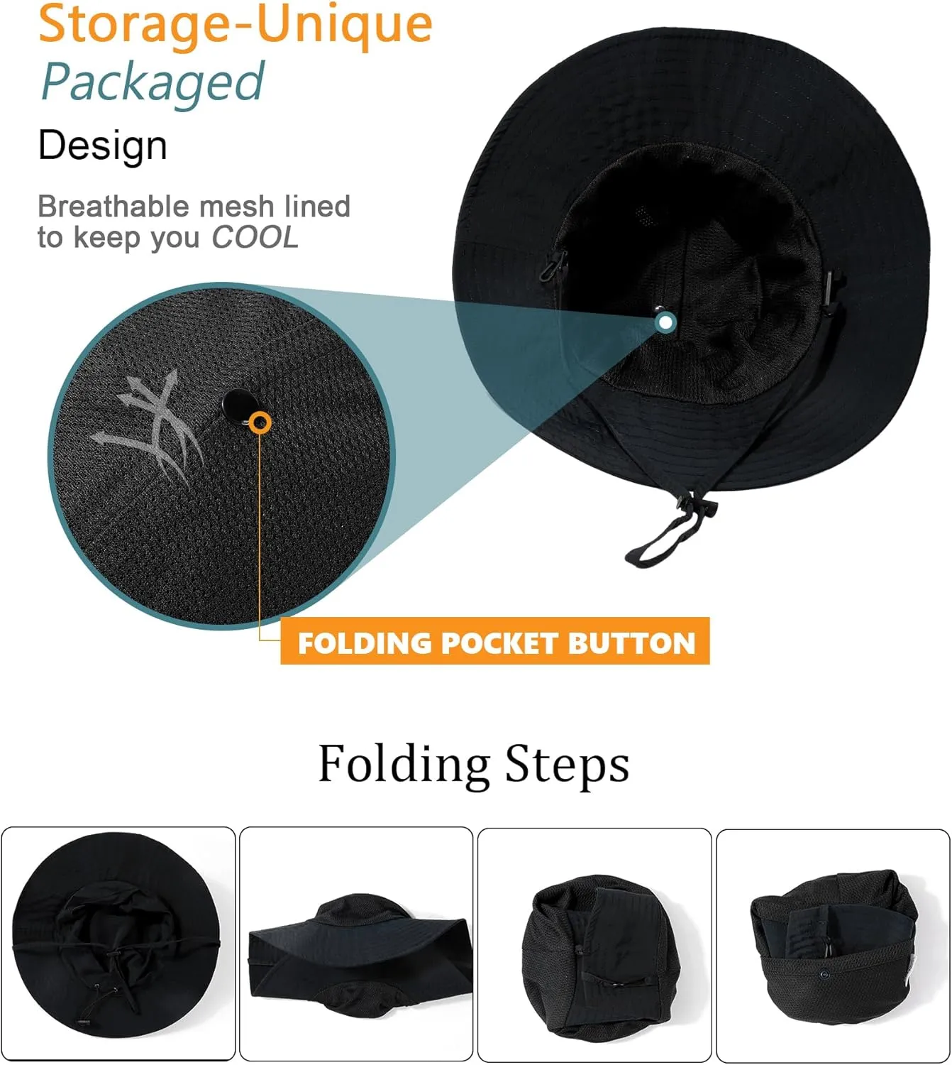 Waterproof Sun UPF 50  Bucket Hat UV Protection Packable Brimmed Boonie for Women Men Summer Lightweight Hiking Outdoor Cap