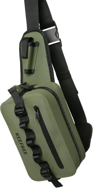 Waterproof Waist Bag with Fishing Rod Holder,Fishing Fanny Pack with Airtight Zipper Closure Multi-functional Lightweight Tackle Bag for Fly Fishing Outdoor Sports Camping Kayaking (Green)