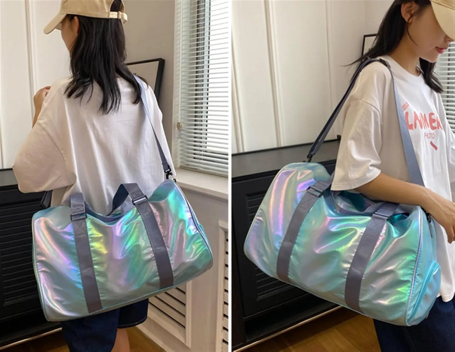 Weekender Travel Bag 18in Portable Luggage Bag Outdoor Travel Bag Dry and Wet Separate Sports Fitness Yoga Bag Sport Gym Bag(A)
