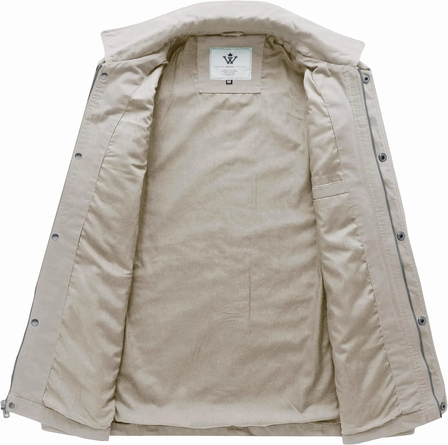 WenVen Men's Casual Canvas Cotton Military Lapel Jacket