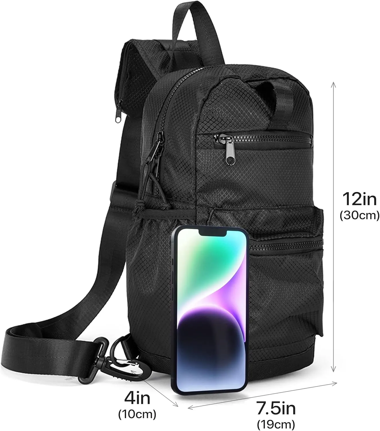 WESTEND Black Crossbody Sling Bag with Adjustable Strap for Traveling, Hiking, Daypack for Men and Women