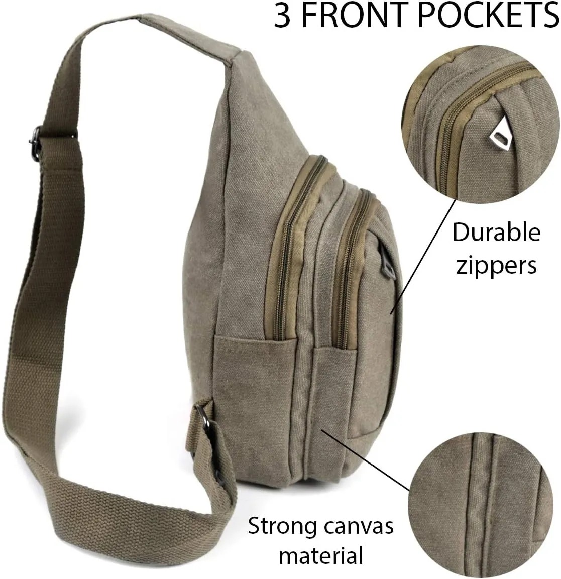 WESTEND Crossbody Canvas Sling Bag with Adjustable Strap-Travel Small Daypack