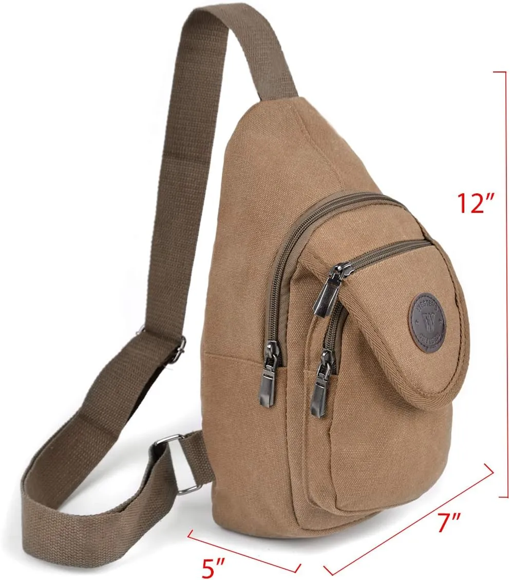 WESTEND Crossbody Canvas Sling Bag with Adjustable Strap-Travel Small Daypack