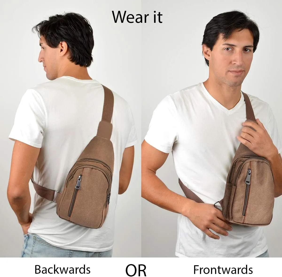 WESTEND Crossbody Canvas Sling Bag with Adjustable Strap-Travel Small Daypack
