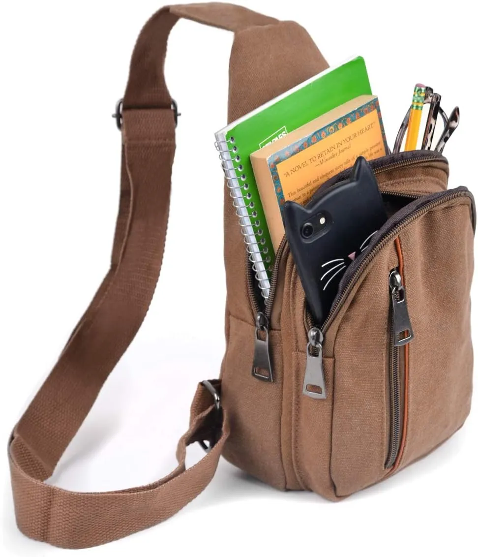 WESTEND Crossbody Canvas Sling Bag with Adjustable Strap-Travel Small Daypack
