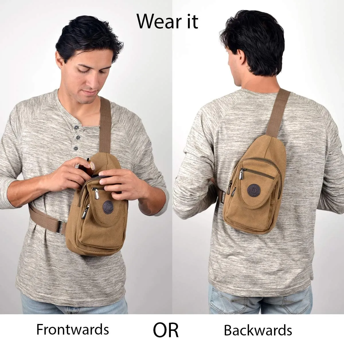WESTEND Crossbody Canvas Sling Bag with Adjustable Strap-Travel Small Daypack